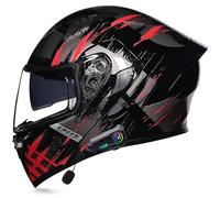 BDXZJ Moto Modulare Casco Modulare Bluetooth Caschi Integrati con Doppia Visiera, Flip-Up Casco, ECE Omologato Caschi Apribile Casco Scooter per Uomo Donna Adulto A3,M