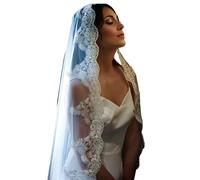 BDXZJ Velo da Sposa con Pizzo Fiore Punta 3Metri Velo da Sposa Lungo Veli da Sposa Cattedrale Accessori da Sposa per Le Occasioni Speciali Accessori Fotografici Sposa off-White