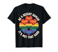 Be A Decent Human - LGBT Heart Retro Message Maglietta