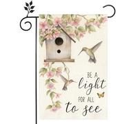 Be A Light For All To See Welcome Spring Birds Bandiera da giardino 30,5 x 45,7 cm double face floreale stagionale cortile all'aperto bandiera decorazione per la casa