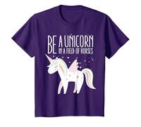 Be a Unicorn in a Field of Horses - T-Shirt da Donna e Ragazza, Idea Regalo Maglietta, Bambini, Viola, 2 Anni