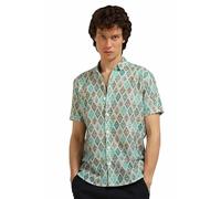 BE ACTIVE Croset Hole - Camicia casual da uomo a mezza manica testurizzata || Charm testurizzato || Comfort casual || Stile senza tempo, marrone chiaro::blu, 50