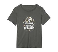 Be Brave, Be Bold, Be Badass - Lion Inspiration Maglietta, Donna Plus-Size, Asfalto, 1X