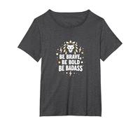 Be Brave, Be Bold, Be Badass - Lion Inspiration Maglietta, Donna Plus-Size, Grigio Scuro, 1X