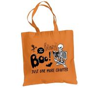 Be Buz Boo Just One More Chapter Halloween Multicolor Tote Bag - Trick or Treat Cotton Book Lover Borsa riutilizzabile per Halloween Naturale, Nero e Arancione, Arancione, One Size