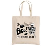 Be Buz Boo Just One More Chapter Halloween Multicolor Tote Bag - Trick or Treat Cotton Book Lover Borsa riutilizzabile per Halloween Naturale, Nero e Arancione, Naturale, One Size