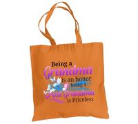 Be Buz Borsa per la spesa in cotone riutilizzabile, con scritta in lingua inglese "Being A Great Grandma Is Priceless Grandma", regalo per la nonna, Arancione, Taglia unica