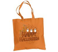 Be Buz Happy Halloween Spider Web Multicolor Tote Bag - Dolcetto o scherzetto borsa riutilizzabile in cotone per Halloween naturale, nero e arancione, Arancione, One Size