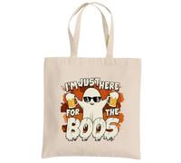 Be Buz I'm Just Here for the Boos Borsa tote multicolore di Halloween - Borsa riutilizzabile in cotone per Halloween naturale, nero e arancione, Naturale, One Size