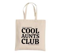 Be Buz Proud Member Cool Aunts Club Tote Bag - Borsa riutilizzabile in cotone da donna - Divertente tote "Like a Mom but Cooler" - Regalo per zie, sorelle e amici, Naturale, One Size