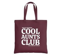 Be Buz Proud Member Cool Aunts Club Tote Bag - Borsa riutilizzabile in cotone da donna - Divertente tote "Like a Mom but Cooler" - Regalo per zie, sorelle e amici, Borgogna, One Size