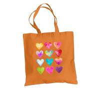 Be Buz Rainbow Hearts Tote Bag - Borsa in cotone riutilizzabile per donne e ragazzi - Borsa shopping colorata per tutti i giorni e idea regalo, Arancione, One Size