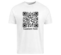 Be Buz T-shirt personalizzata QR Code Personalizzata La Tua Camicia Qr Personalizzata Tee per Uomo e Donna, bianco, L