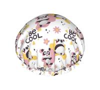 Be Cool - Cuffia per capelli da doccia, a doppio strato, riutilizzabile, impermeabile, grande cuffia da doccia da donna, con fodera in PEVA e corda elastica