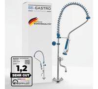 BE-GASTRO | Rubinetto professionale set di prelavaggio stoviglie per cucine di ristoranti Gruppo doccia con miscelatore monoforo, con manopole multigiro e Rubinetteria di servizio