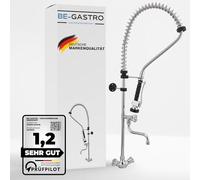 BE-GASTRO | Rubinetto professionale set di prelavaggio stoviglie per cucine di ristoranti Gruppo doccia con miscelatore monoforo, con manopole multigiro e Rubinetteria