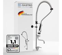 BE-GASTRO | Rubinetto professionale set di prelavaggio stoviglie per cucine di ristoranti Gruppo doccia con miscelatore monoforo, monocomando multigiro e Rubinetteria