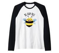 Be Hap-Bee Divertente Gioco di Parole Maglia con Maniche Raglan