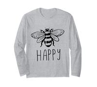 Be Happy Bee Happy Funny Save The Bees Honey Hive Honeycomb Maglia a Manica