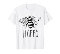 Be Happy Bee Happy Funny Save The Bees Honey Hive Honeycomb Maglietta