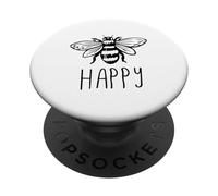 Be Happy Bee Happy Funny Save The Bees Honey Hive Honeycomb PopSockets PopGrip Adesivo