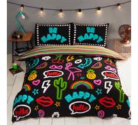 Be Happy Copripiumino Neon Set Reversibile Strisce Colorate - Singolo E Doppio