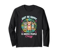 Be Happy It Drives People Crazy Kitten Cat Fiori Maglia a Manica
