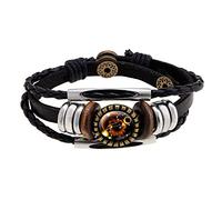 Be In Your Mind 12 costellazioni braccialetto zodiacale in pelle intrecciato a mano braccialetto corda per donne uomini retrò regolabile fibbia braccialetto catena gioielli accessori Leo
