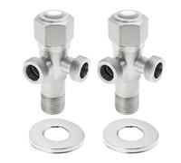 Be In Your Mind 2 set di valvole a doppio angolo da 1/2 in acciaio inox, 1 ingresso e 2 uscite, valvola di arresto angolare per lavatrice, WC, scaldabagno, argento, 999-BIW