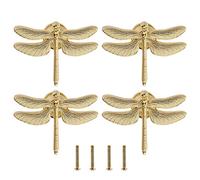 Be In Your Mind 4 pomelli a forma di libellula, con viti di fissaggio, accessori per armadio, cassetti, colore oro
