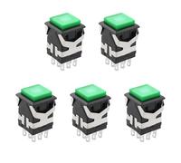 Be In Your Mind 5 Pezzi 2NO + 2NC 3A/250 V AC Interruttore A Pulsante Momentaneo Interruttore A Pulsante Quadrato A Luce Verde LED per Meccanico Automobilistico 8 Pin