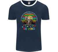 Be Kind Elephant Autism Autistico Uomo Ringer T-Shirt FotL