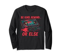 Be Kind Rewind O Else Horror Retro VHS Maglia a Manica