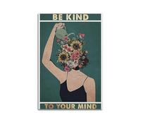 Be Kind to Your Mind - Poster estetico da parete su tela, stile vintage, decorazione per soggiorno, camera da letto, 20 x 30 cm, senza cornice