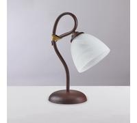 Lumetto Dallas in ferro laccato nero con decorazione ruggine e vetro alabastro bianco 1 luce, altezza 31 Cm, larghezza 23 Cm Nero