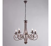 Lampadario Provenzale Candelabro Alma 5 Luci Ferro Battuto Nero E Rame