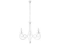 Lampadario in ferro laccato bianco con decorazione effetto shabby chic 3 luci