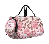 Be Mine - Borsone per bambini, con motivo floreale e rose, con scomparto per scarpe, grande capacità, per viaggi, sport, borsone da viaggio, Be Mine rose fiore disegno floreale pesca, moderno
