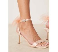 Be Mine Bridal - Dipika - Sandali color cipria con tacchetto a spillo e fiocco di tulle-Rosa 39