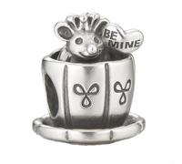 Be Mine - Ciondolo a forma di tazza da tè per braccialetti Pandora, in argento Sterling 925, con topolino e cuore, in confezione regalo, One Size, Metallo, Non pietra preziosa