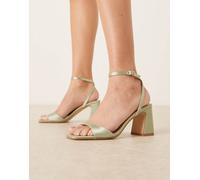 Be Mine - Cora - Sandali da sposa con tacco largo in raso color salvia-Verde 38