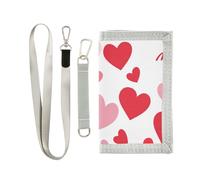 Be Mine Red Peach San Valentino trifold portafoglio titolare della carta per la donna unico portafogli casual per gli uomini clip di denaro con cordino billeteras para hombre, BE MINE pesca rossa San