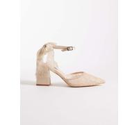 Be Mine - Reema - Scarpe da sposa in pizzo rosa con tacco largo e fiocco 39