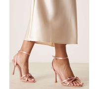 Be Mine - Sharly - Sandali a pianta larga con tacco e fiocco in raso color cipria-Rosa 39