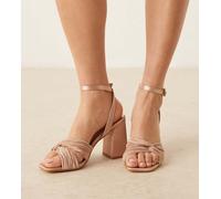 Be Mine - Snuggle - Sandali da sposa a pianta larga con tacco largo plissé color champagne-Rosa 38