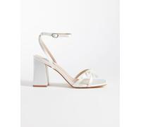 Be Mine - Tamara - Sandali da sposa in raso color avorio con tacco largo e fiocco-Bianco 40