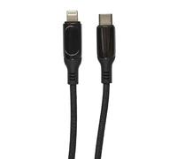 BE MIX, HT0180, Cavo di Ricarica da C a L con wattmetro da 30 W, Lunghezza 1 m, Ricarica e sincronizzazione Rapide, Compatibile universalmente, Colore Nero, 1 m