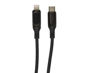 BE MIX, HT0180, Cavo di Ricarica da C a L con wattmetro da 30 W, Lunghezza 1 m, Ricarica e sincronizzazione Rapide, Compatibile universalmente, Colore Nero, 1 m