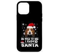 Be Nice To Me I Know Santa Basset Hound Dog Christmas Xmas Custodia per iPhone 12 mini