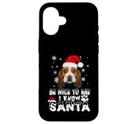 Be Nice To Me I Know Santa Basset Hound Dog Christmas Xmas Custodia per iPhone 16